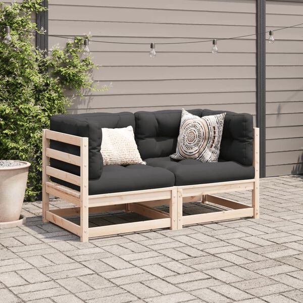 vidaXL Salon de jardin 2 pcs avec coussins bois de pin massif