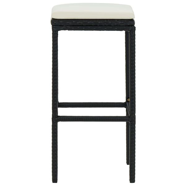 vidaXL Tabourets de bar avec coussins lot de 4 noir r&eacute;sine tress&eacute;e