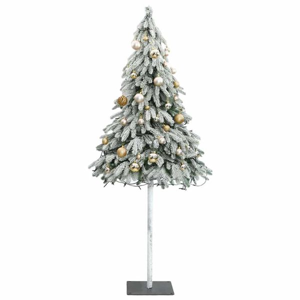 vidaXL Sapin de No&euml;l artificiel 150 LED&boules&neige floqu&eacute;e 150 cm