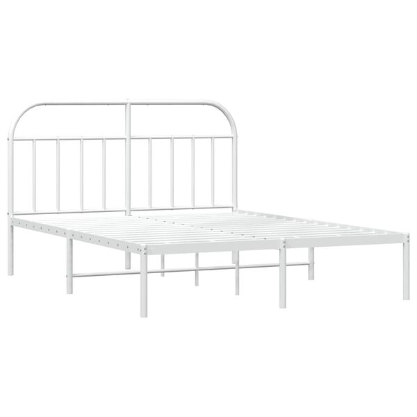 vidaXL Cadre de lit m&eacute;tal sans matelas et t&ecirc;te de lit blanc 150x200 cm