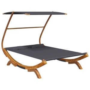 vidaXL Lit repos et auvent 165x203x138cm Bois courb&eacute; massif Anthracite