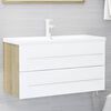 vidaXL Ensemble de meubles de salle de bain 2pcs blanc et ch&ecirc;ne sonoma