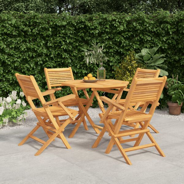 vidaXL Ensemble &agrave; manger de jardin 5 pcs Bois de teck massif