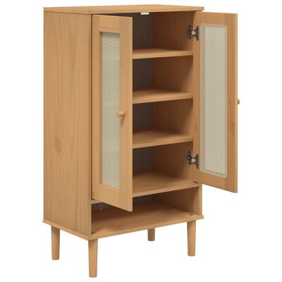 vidaXL Armoire à chaussures SENJA aspect rotin marron bois massif