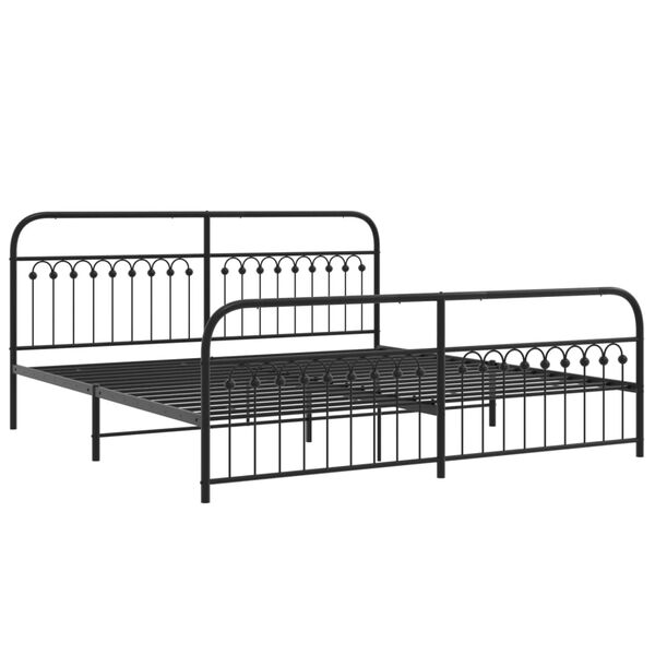 vidaXL Cadre de lit m&eacute;tal sans matelas avec pied de lit noir 193x203cm