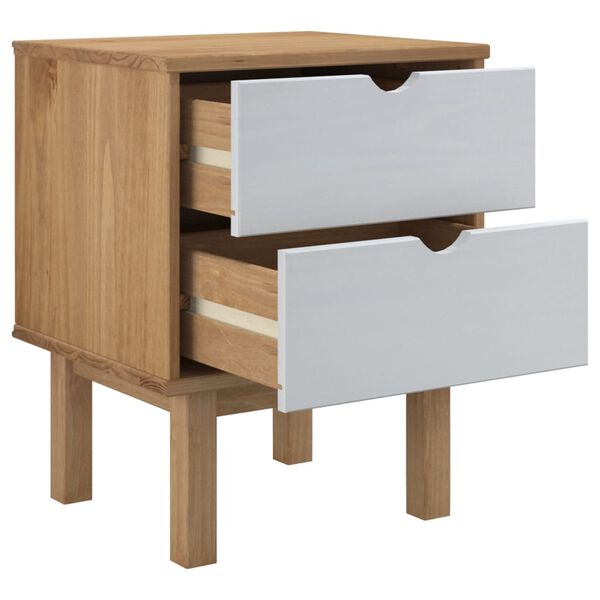 vidaXL Table de chevet OTTA marron et blanc 45x39x57cm bois pin massif
