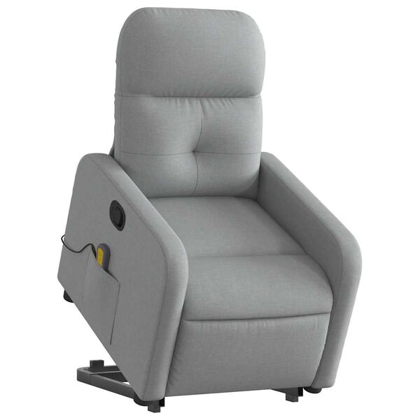 vidaXL Fauteuil inclinable de massage gris clair tissu