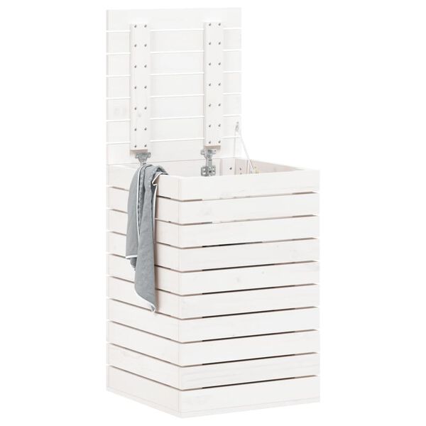vidaXL Panier à linge blanc 44x44x66 cm bois massif de pin