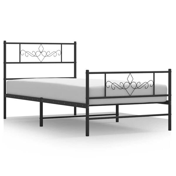 vidaXL Cadre de lit m&eacute;tal sans matelas avec pied de lit noir 100x190cm
