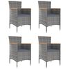 vidaXL Chaises &agrave; manger de jardin lot de 4 R&eacute;sine tress&eacute;e Gris