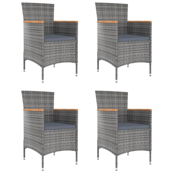 vidaXL Chaises &agrave; manger de jardin lot de 4 R&eacute;sine tress&eacute;e Gris