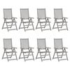 vidaXL Chaises inclinables de jardin lot de 8 Gris Bois solide acacia