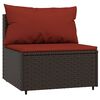 vidaXL Salon de jardin 3 pcs avec coussins marron r&eacute;sine tress&eacute;e