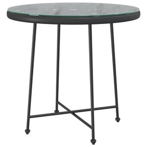 vidaXL Table de salle &agrave; manger Noir &Oslash;80 cm Verre tremp&eacute; et acier