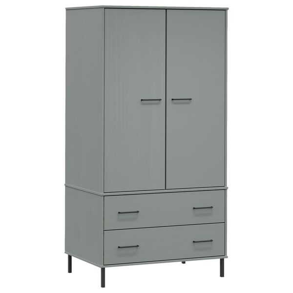 vidaXL Garde-robe avec pieds en m&eacute;tal Gris 90x55x172,5 cm Bois OSLO