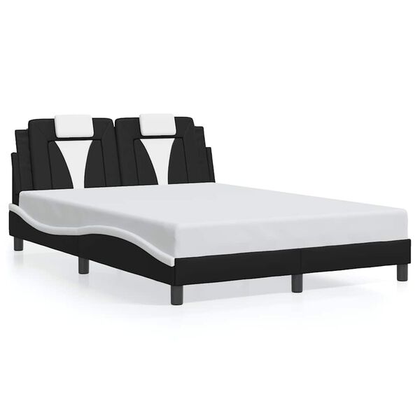 vidaXL Cadre de lit Viana sans matelas noir et blanc 137x190 cm similicuir