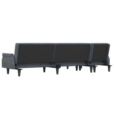 vidaXL Canapé-lit en forme de L gris 271x140x70 cm velours