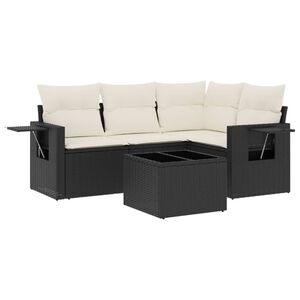 vidaXL Salon de jardin 5 pcs avec coussins noir r&eacute;sine tress&eacute;e