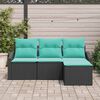 vidaXL Ensemble de Canap&eacute;s 4 pcs Noir et turquoise polyrotin