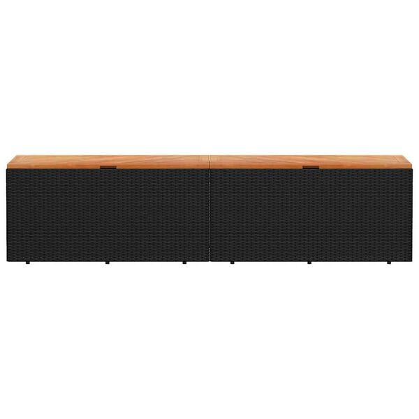 vidaXL Bo&icirc;te de rangement de jardin noir r&eacute;sine tress&eacute;e bois d'acacia