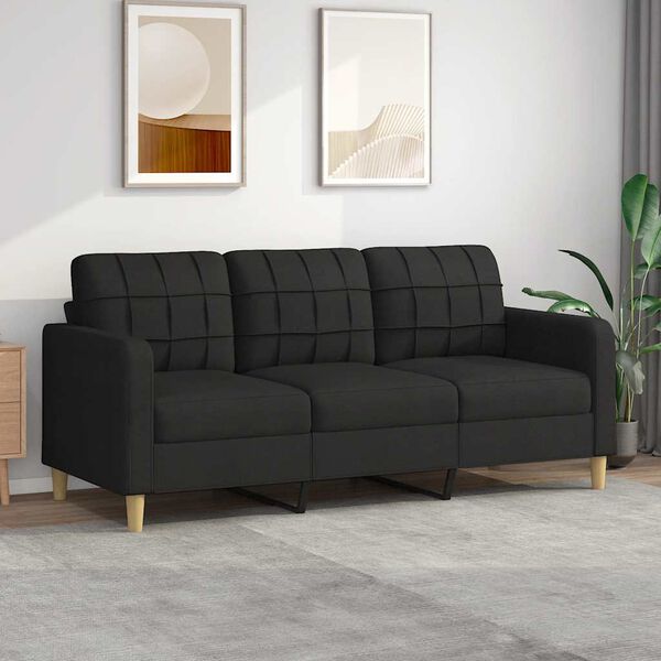vidaXL Canap&eacute; &agrave; 3 places Noir 180 cm Tissu