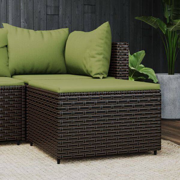 vidaXL Repose-pied de jardin avec coussin marron r&eacute;sine tress&eacute;e