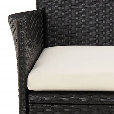 vidaXL Ensemble de bistro de jardin 3 pcs coussins noir poly rotin