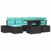 vidaXL Ensemble de canap&eacute; de jardin 7 pc Noir polyrotin