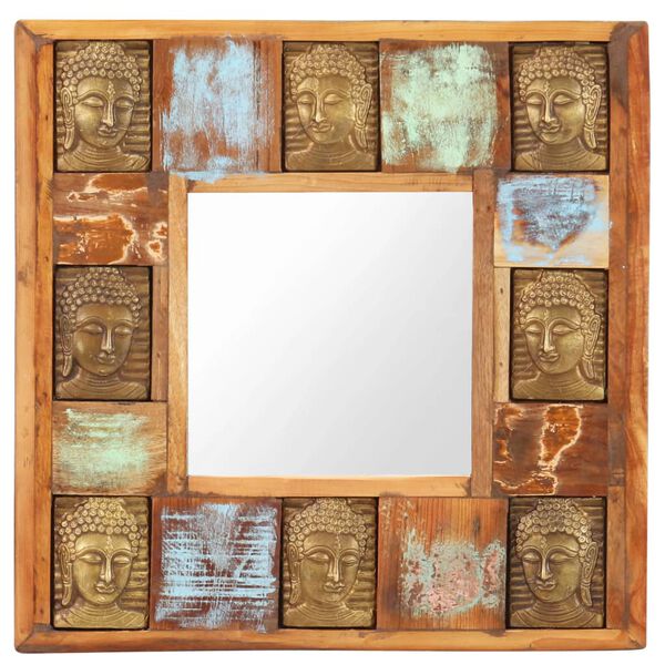 vidaXL Miroir avec revêtement Bouddha 50x50 cm Bois de récupération