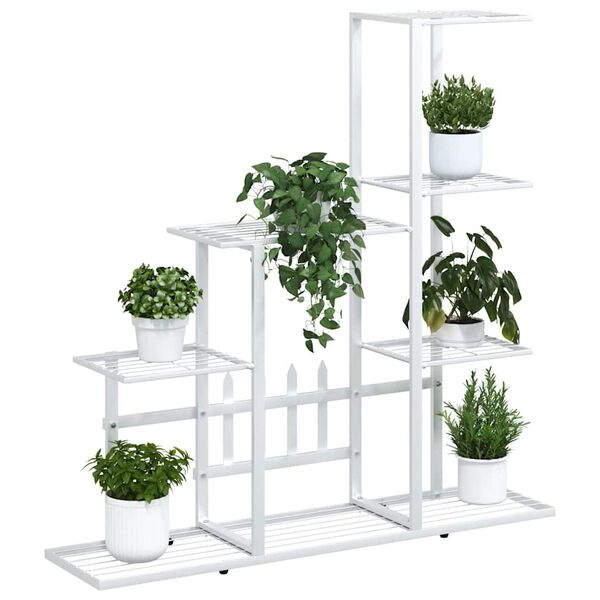 vidaXL Support pour plantes 94,5x25x88 cm Blanc M&eacute;tal