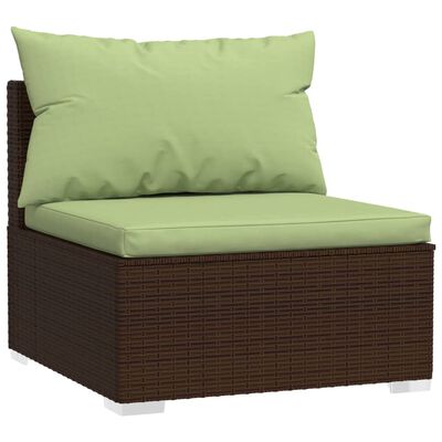 vidaXL Salon de jardin 8 pcs avec coussins résine tressée marron