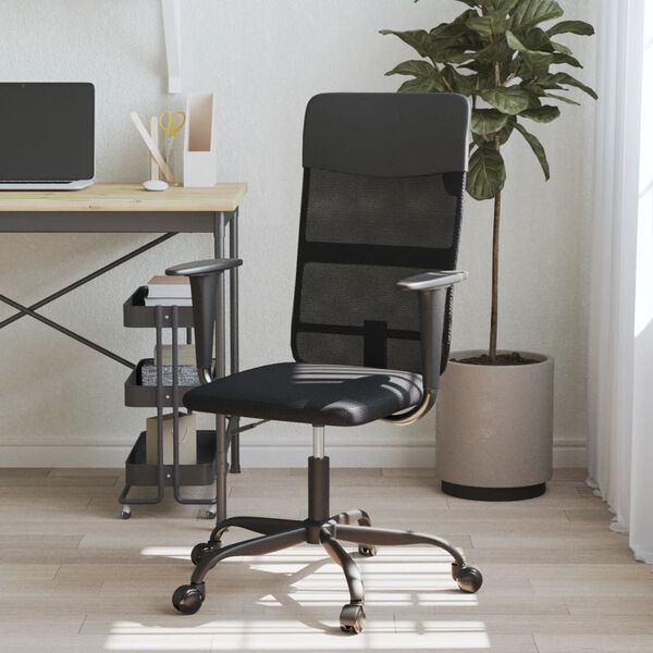 vidaXL Chaise de bureau r&eacute;glable en hauteur noir