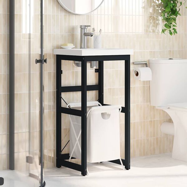 vidaXL Cadre de lavabo de salle de bain Noir 40x38x83 cm Fer