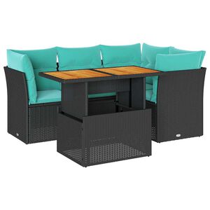 vidaXL Salon de jardin 5 pcs avec coussins noir r&eacute;sine tress&eacute;e