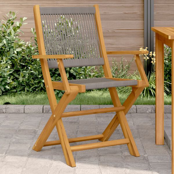 vidaXL Chaises de jardin lot de 2 gris bois d'acacia et polypropyl&egrave;ne