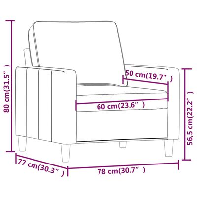 vidaXL Fauteuil Gris foncé 60 cm Velours