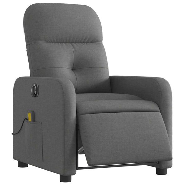vidaXL Fauteuil inclinable de massage &eacute;lectrique gris fonc&eacute; tissu