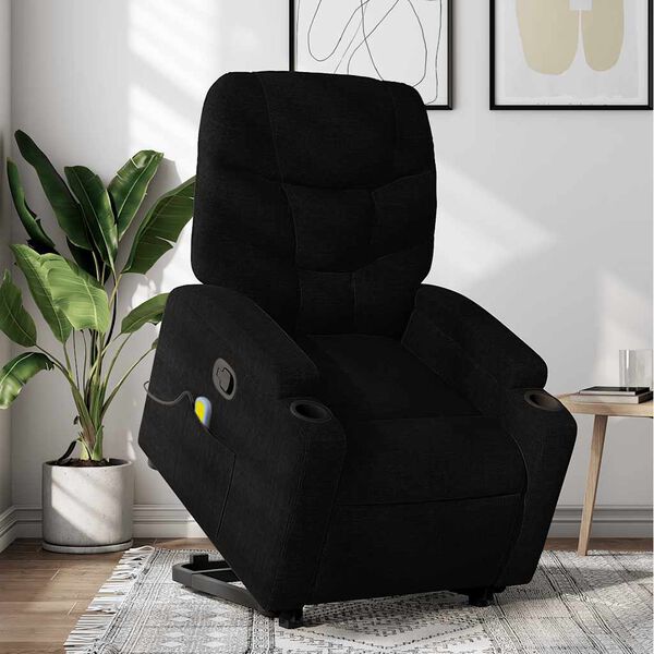 vidaXL Fauteuil inclinable de massage noir tissu