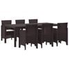 vidaXL Ensemble de salle &agrave; manger pour jardin 7 pcs Marron Rattan Polt