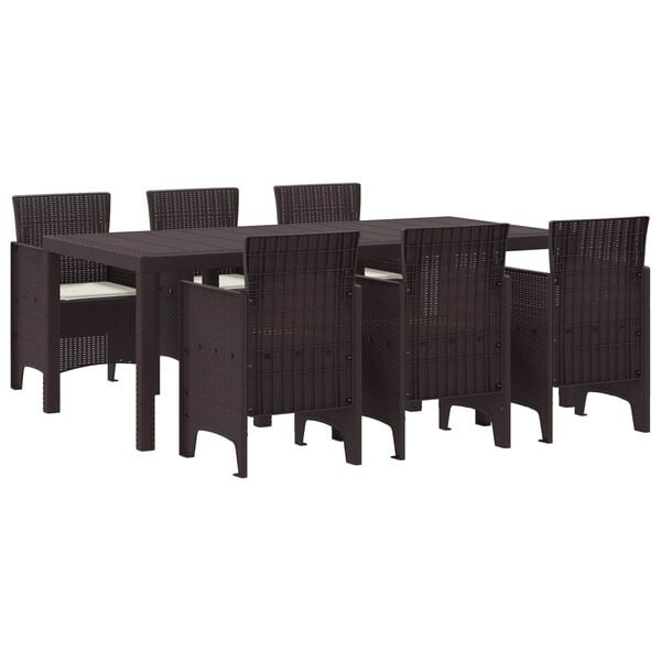 vidaXL Ensemble de salle &agrave; manger pour jardin 7 pcs Marron Rattan Polt