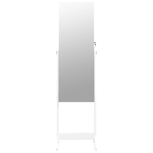 vidaXL Armoire &agrave; bijoux avec miroir sur pied blanc 42x38x152 cm