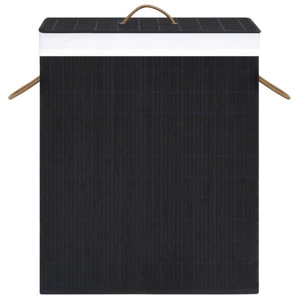 vidaXL Panier à linge avec une seule section bambou noir 83 L