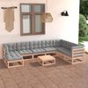 vidaXL Salon de jardin 9 pcs avec coussins Bois de pin massif