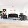 vidaXL Ensemble de canap&eacute; Chesterfield et traversins 3pcs noir velours