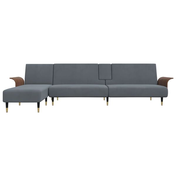 vidaXL Canap&eacute;-lit en forme de L gris 279x140x70 cm velours