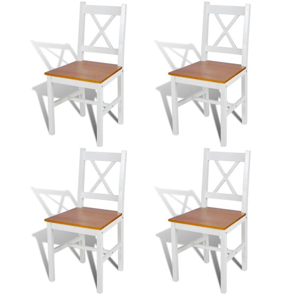 vidaXL Chaises &agrave; manger lot de 4 blanc bois de pin