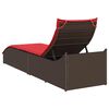 vidaXL Chaise longue pliante coussin rangement marron r&eacute;sine tress&eacute;e