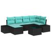 vidaXL Ensemble de canap&eacute; de jardin 6 pcs Noir et turquoise polyrotin