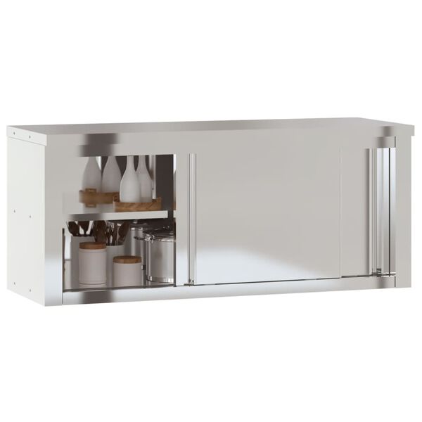 vidaXL Armoire murale de cuisine avec portes coulissantes inox