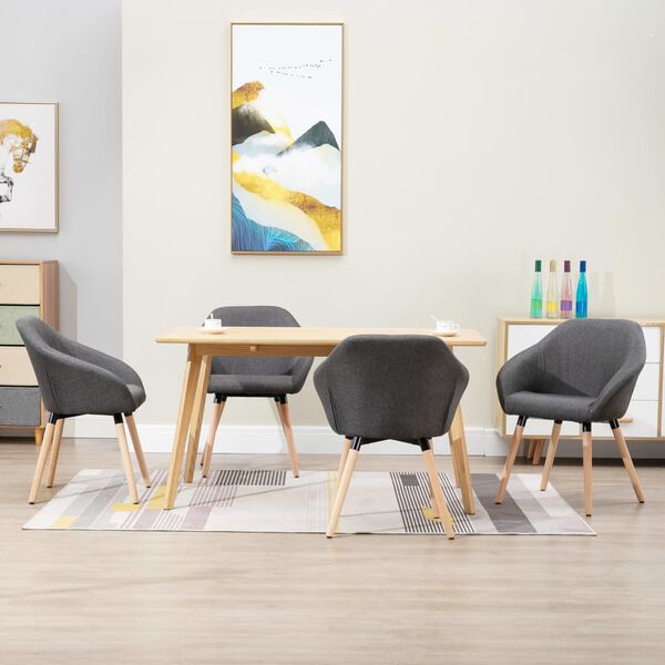 vidaXL Chaises &agrave; manger lot de 4 gris fonc&eacute; tissu